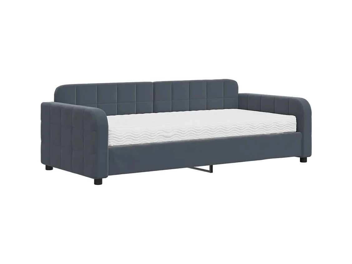 Lit de jour avec matelas gris foncé 90x190 cm velours