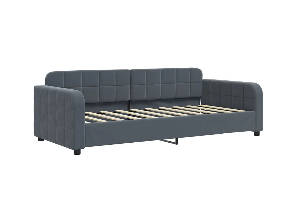 Lit de jour avec matelas gris foncé 90x190 cm velours