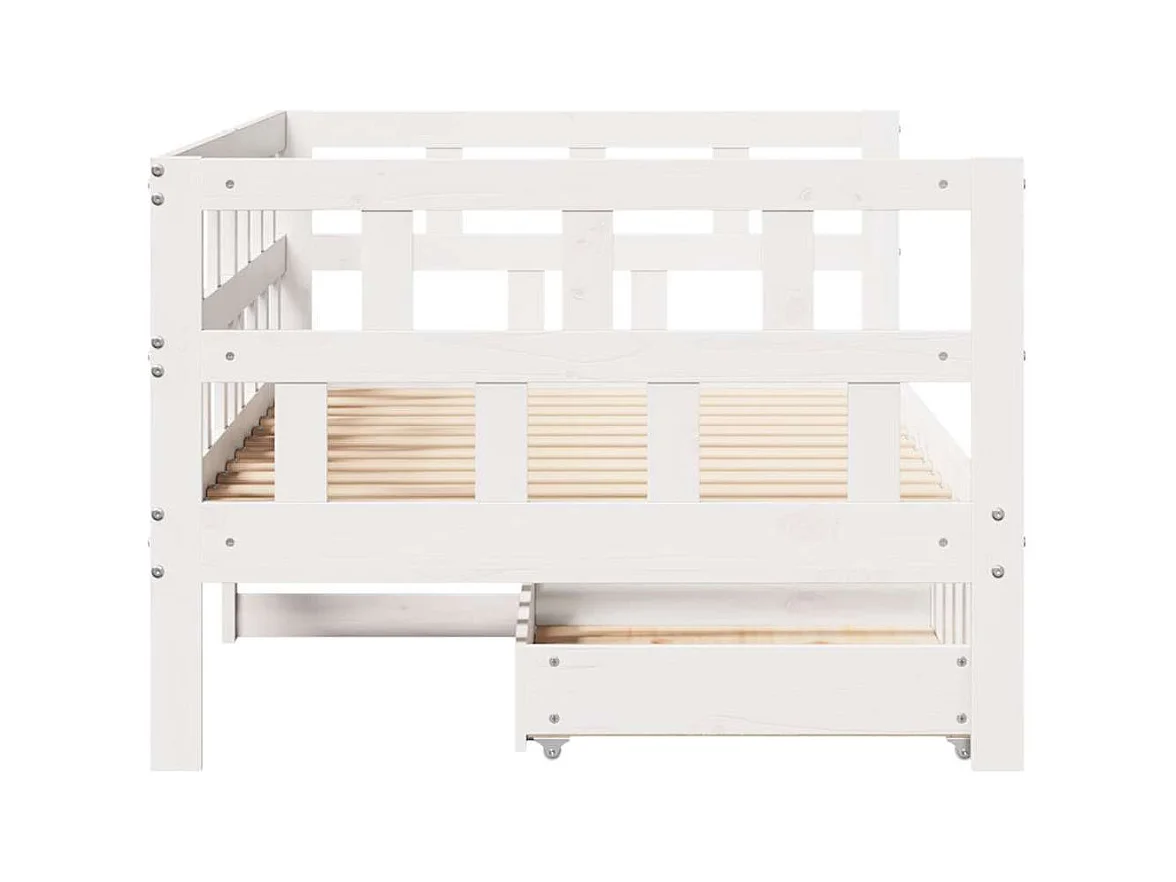 Lit de jour et tiroirs sans matelas blanc 90x190 cm bois massif