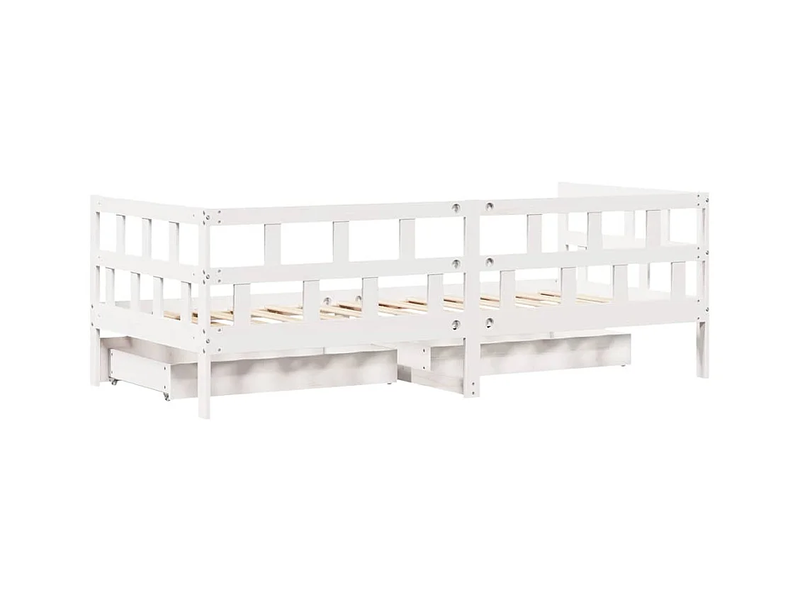 Lit de jour et tiroirs sans matelas blanc 90x190 cm bois massif