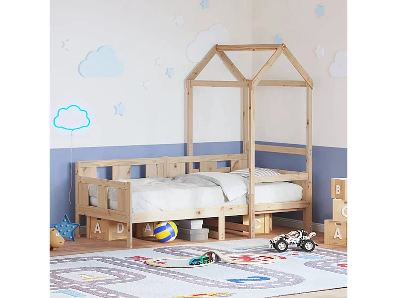 Lit de jour avec toit sans matelas 80x200 cm bois massif