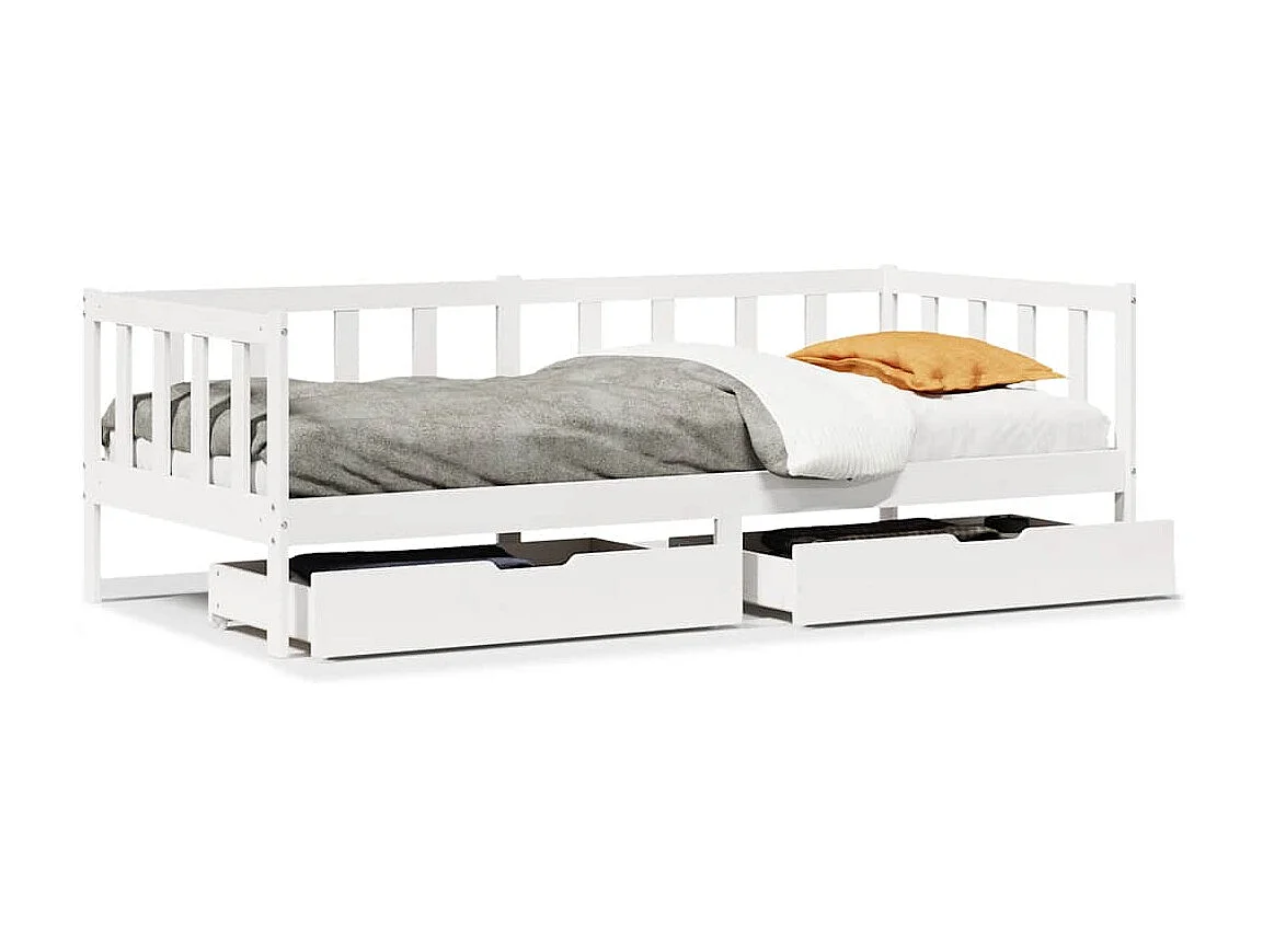 Lit de jour et tiroirs sans matelas blanc 80x200 cm bois massif