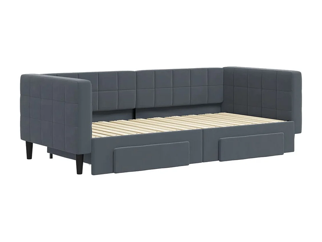 Lit de jour avec gigogne et tiroirs sans matelas 90x190 cm