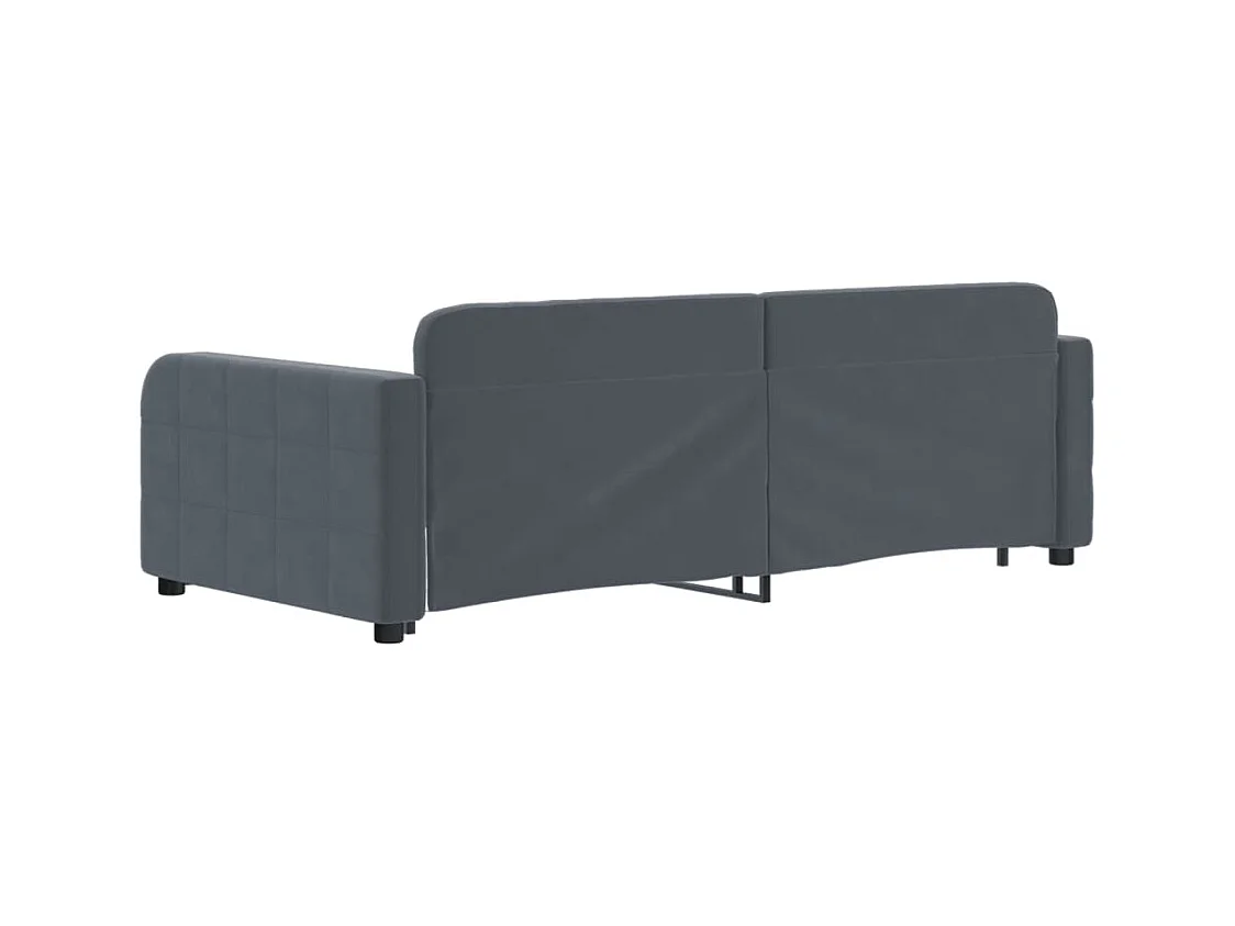 Lit de jour avec gigogne sans matelas gris foncé 90x190 cm