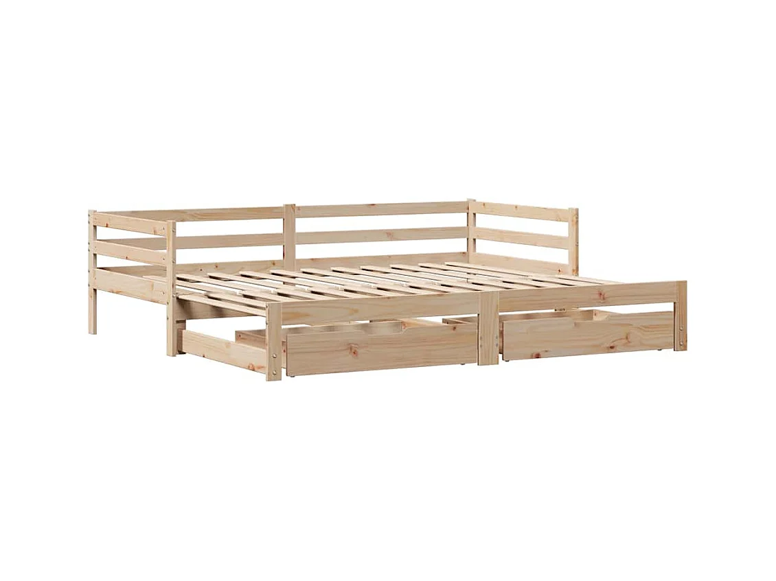 Lit de jour avec tiroirs sans matelas 90x200 cm bois massif