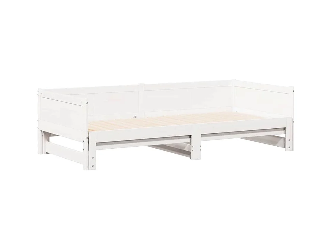 Lit Pull-out de Jour Blanc 180 x 200 cm Bois massif en pin