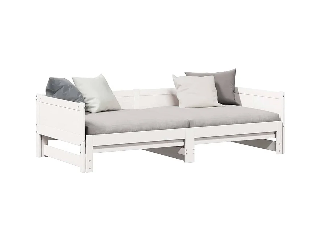 Lit Pull-out de Jour Blanc 180 x 200 cm Bois massif en pin