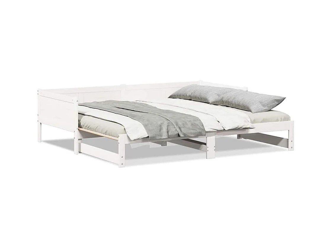 Lit Pull-out de Jour Blanc 180 x 200 cm Bois massif en pin