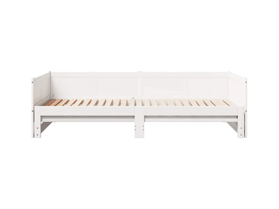 Lit Pull-out de Jour Blanc 180 x 200 cm Bois massif en pin