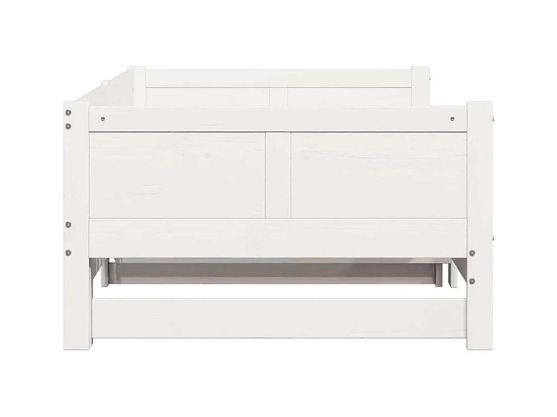 Lit Pull-out de Jour Blanc 180 x 200 cm Bois massif en pin