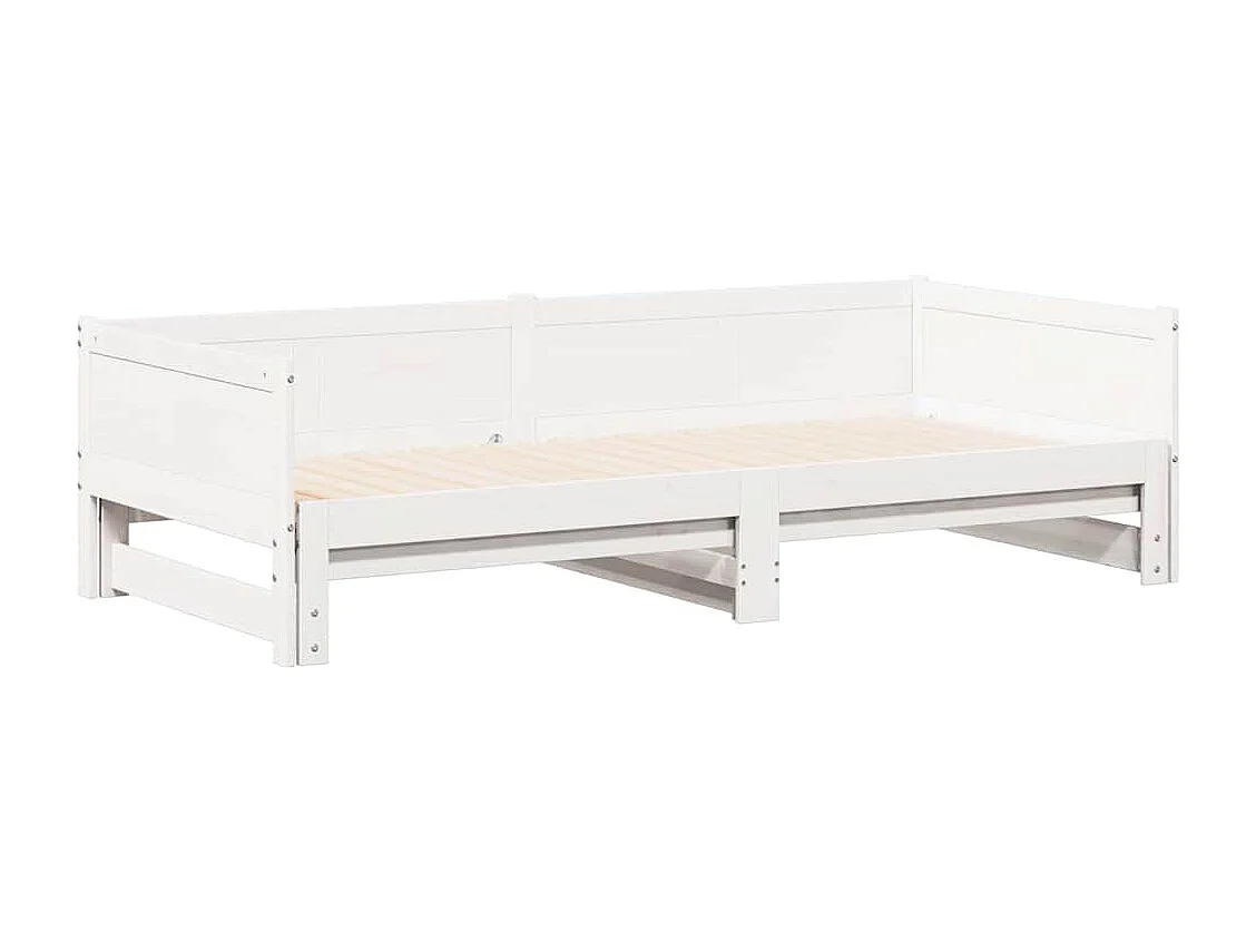 Lit Pull-out de Jour Blanc 180 x 200 cm Bois massif en pin