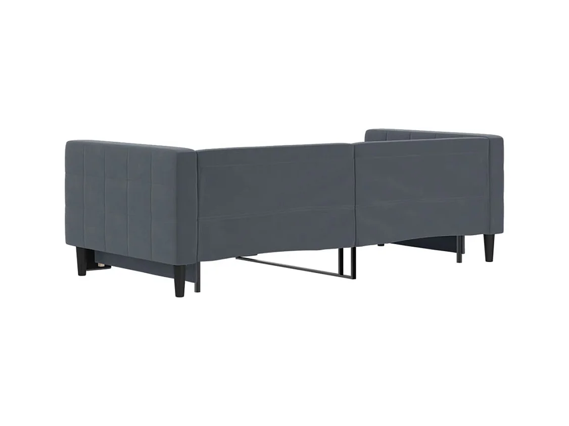 Lit de jour avec gigogne sans matelas gris foncé 90x190 cm