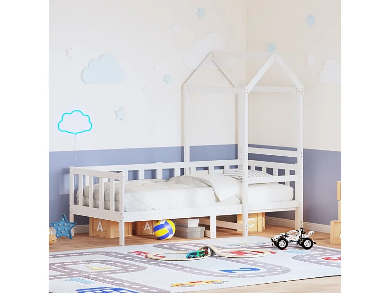 Sofá cama madera maciza de pino blanco 80x200 cm