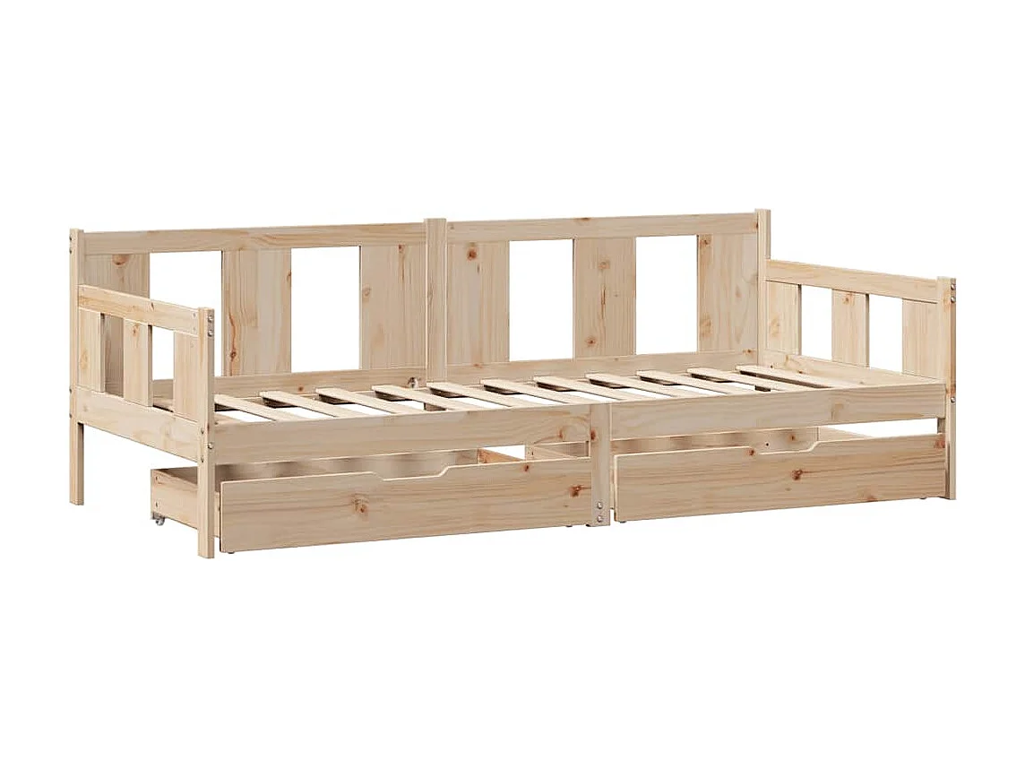 Lit de jour avec tiroirs sans matelas 90x190 cm bois massif