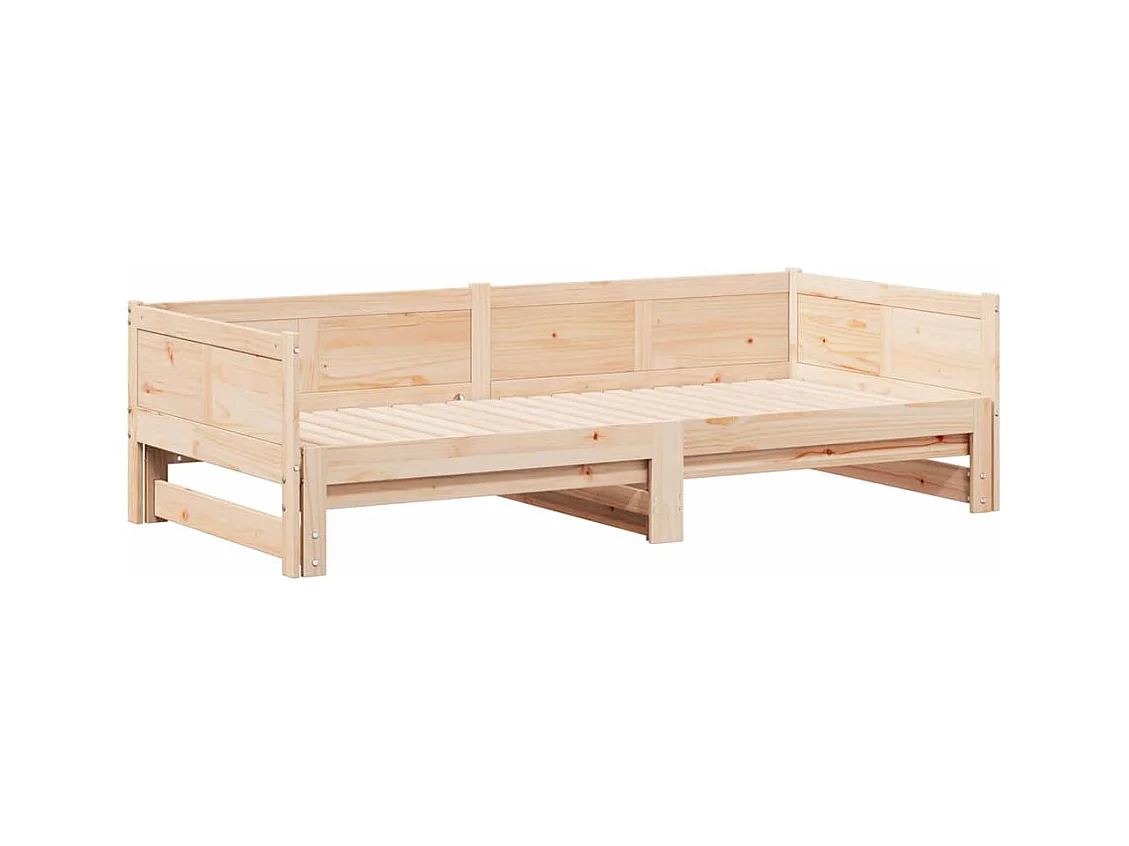 Lit Pull-out de Jour Marron 180 x 200 cm Bois massif en pin