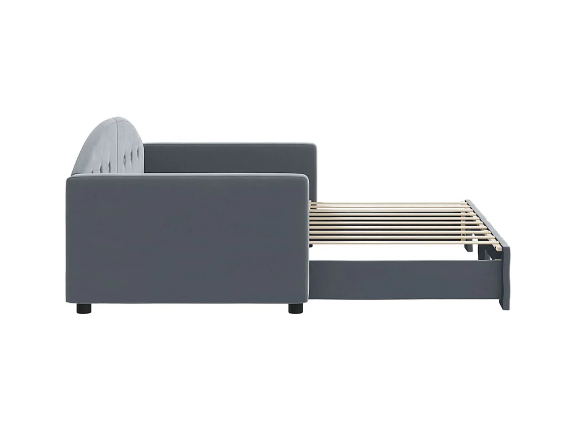 Lit de jour avec gigogne sans matelas gris foncé 90x190 cm