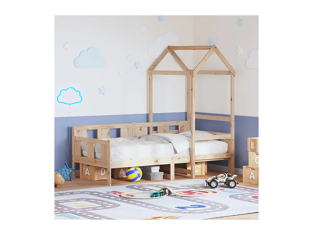Lit de jour avec toit sans matelas 90x190 cm bois massif