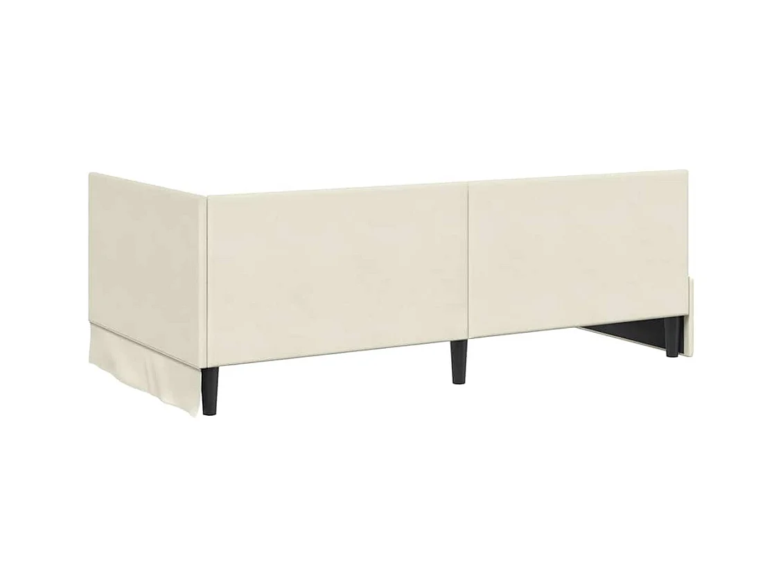 Cadre de lit d'angle avec tête de lit Crème 90 x 190 cm Velours