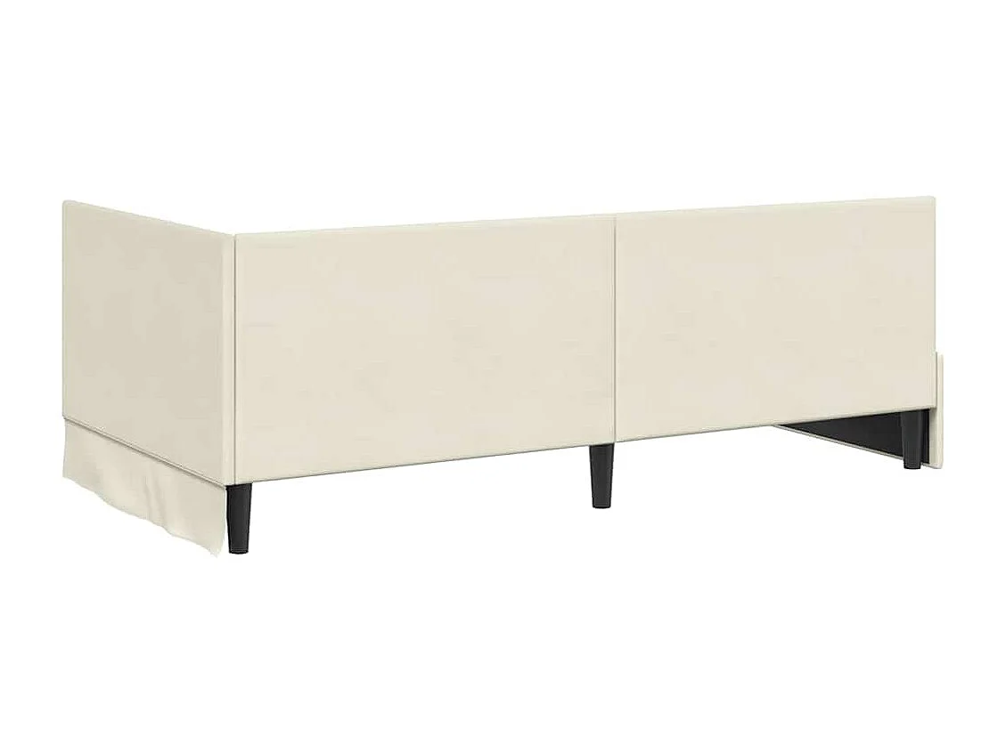 Cadre de lit d'angle avec tête de lit Crème 90 x 190 cm Velours