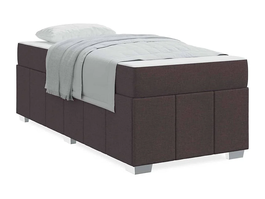 Estructura de cama con colchón Marrón oscuro 120 x 190 cm tela