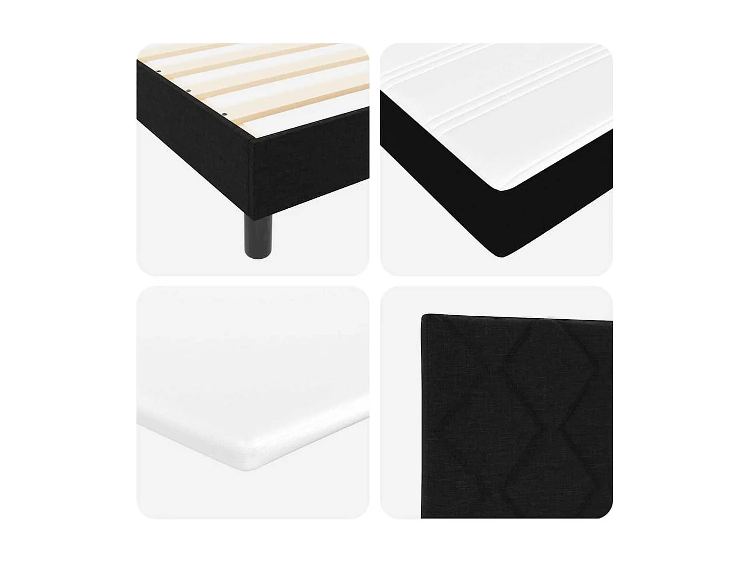 Cama box spring con colchón con colchón Negro 160 x 200 cm tela