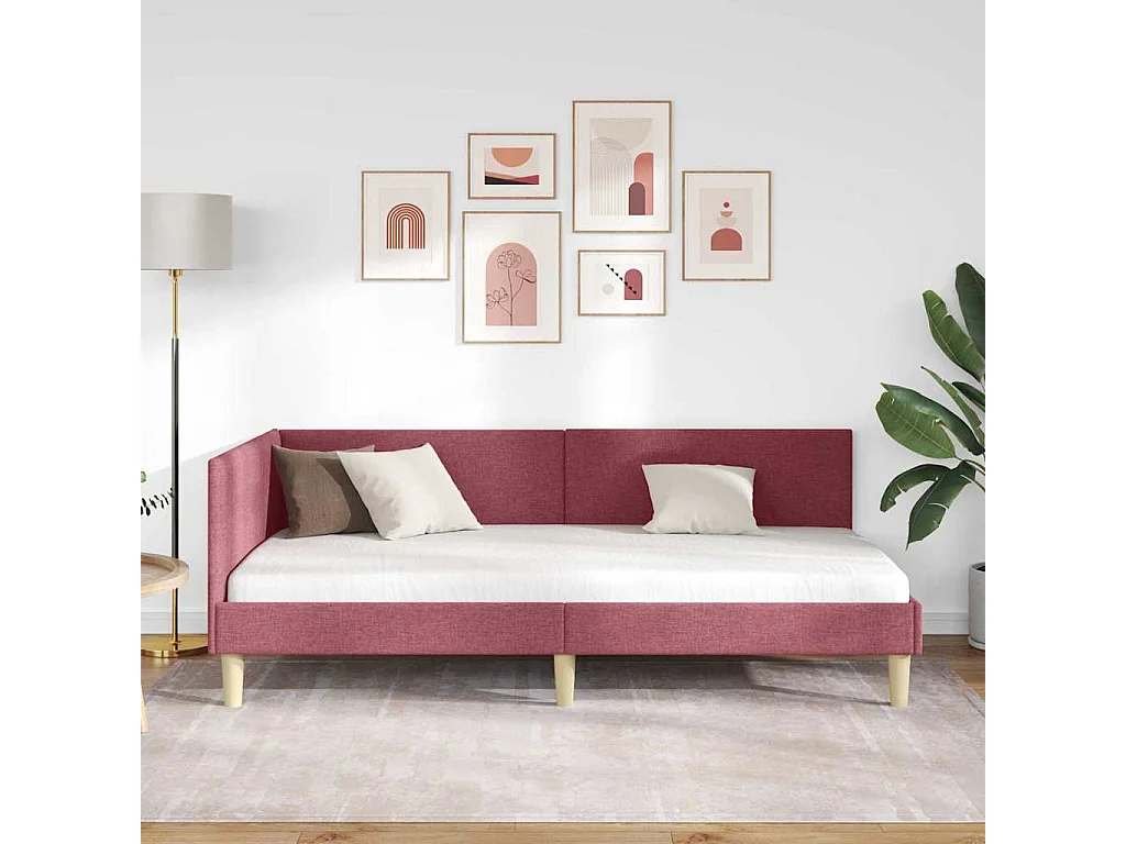 Cadre de lit d'angle Autre Rouge bordeaux 100 x 200 cm