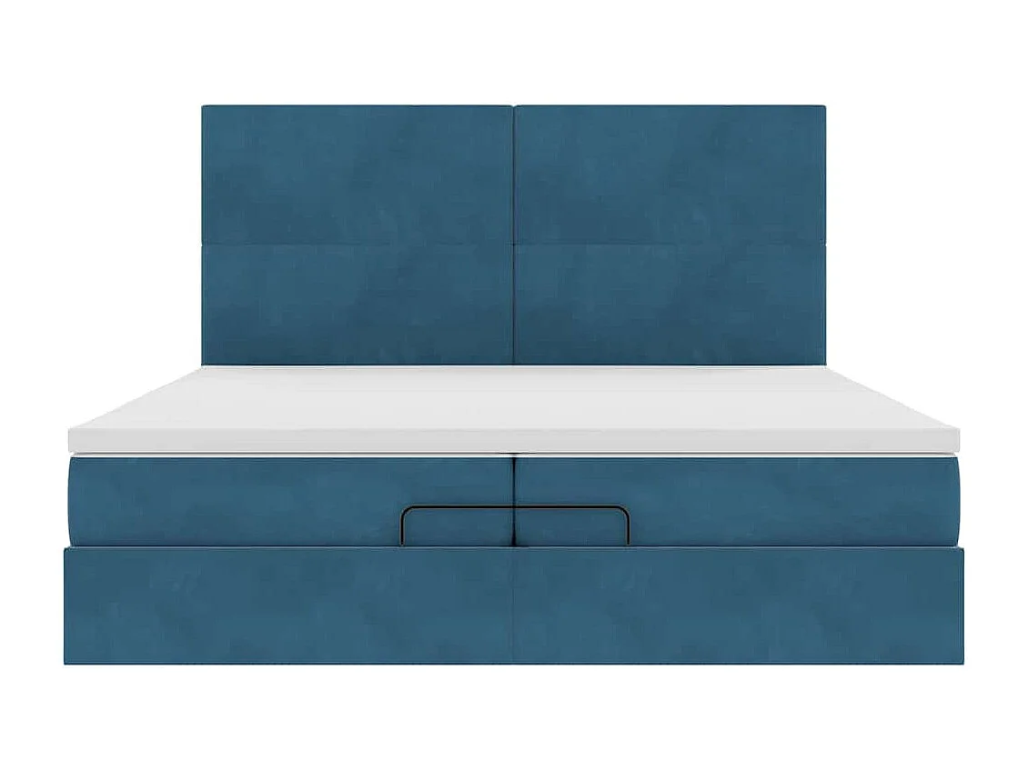 Cadre de lit ottoman avec matelas bleu foncé 200x200 cm velours