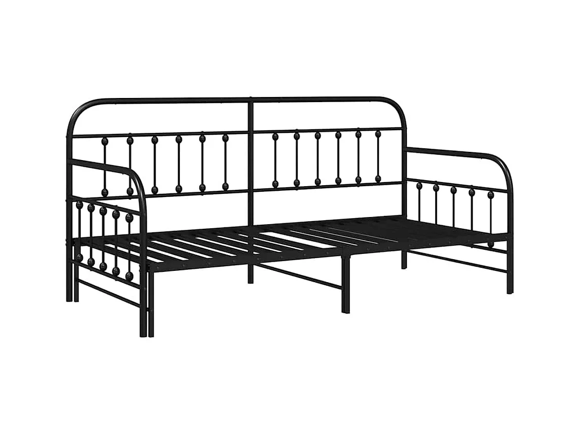 Cadre de lit de jour avec tête de lit Noir 90 x 200 cm Acier