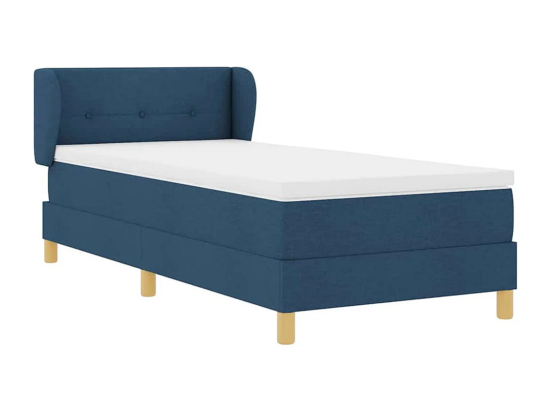 Cadre de lit avec Matelas Crème 90x200 cm Tissu Bleu