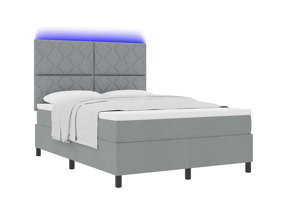 Cama Box com colchão Cinzento-claro 140 x 200 cm tecido