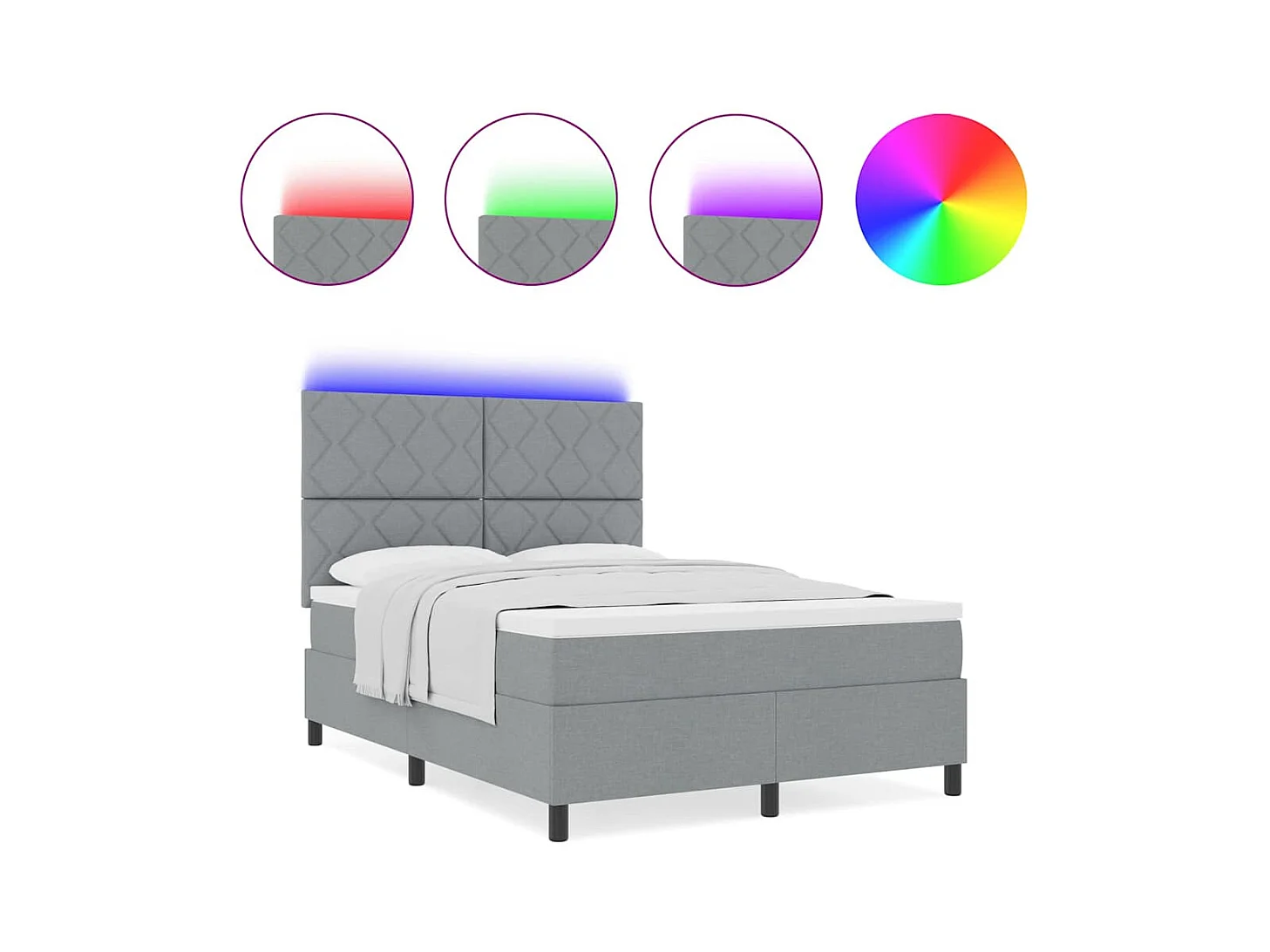 Cama Box com colchão Cinzento-claro 140 x 200 cm tecido