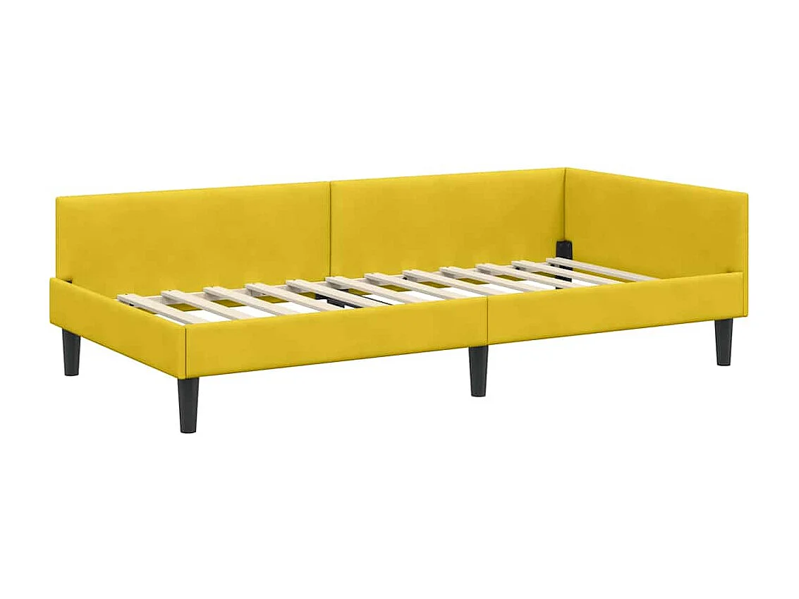 Cadre de lit d'angle avec tête de lit Jaune 90 x 200 cm