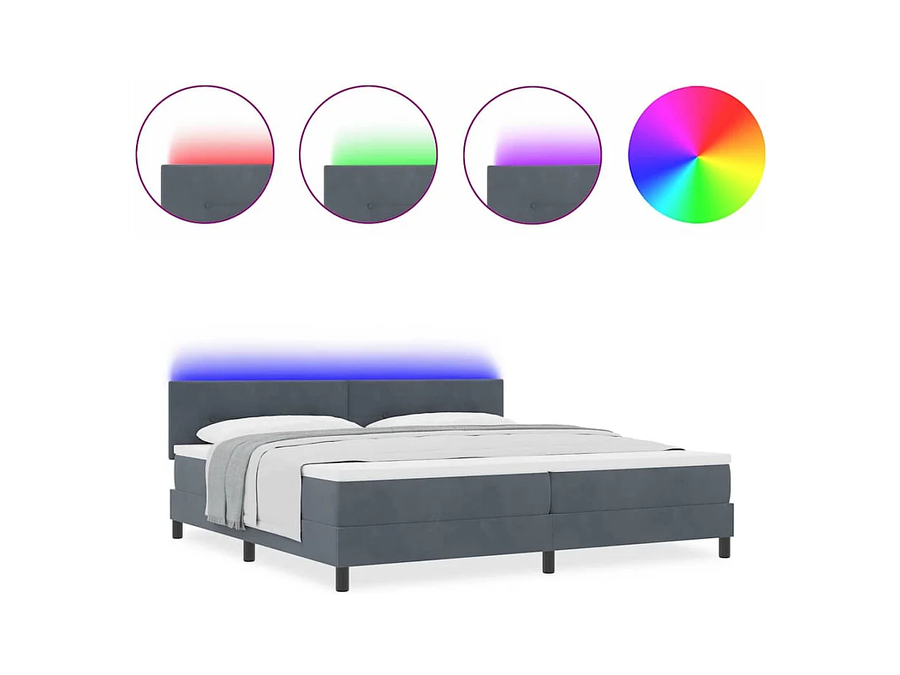 Cadre de lit avec tête de lit Gris foncé 200 x 200 cm Velours