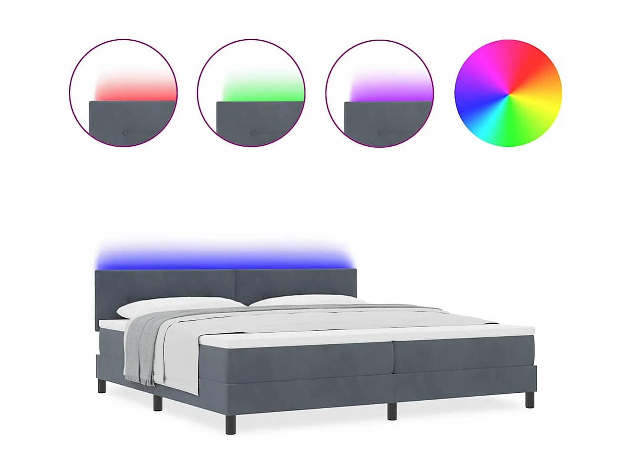 Boxspring bed met hoofdeinde Donkergrijs 200 x 200 cm Fluweel