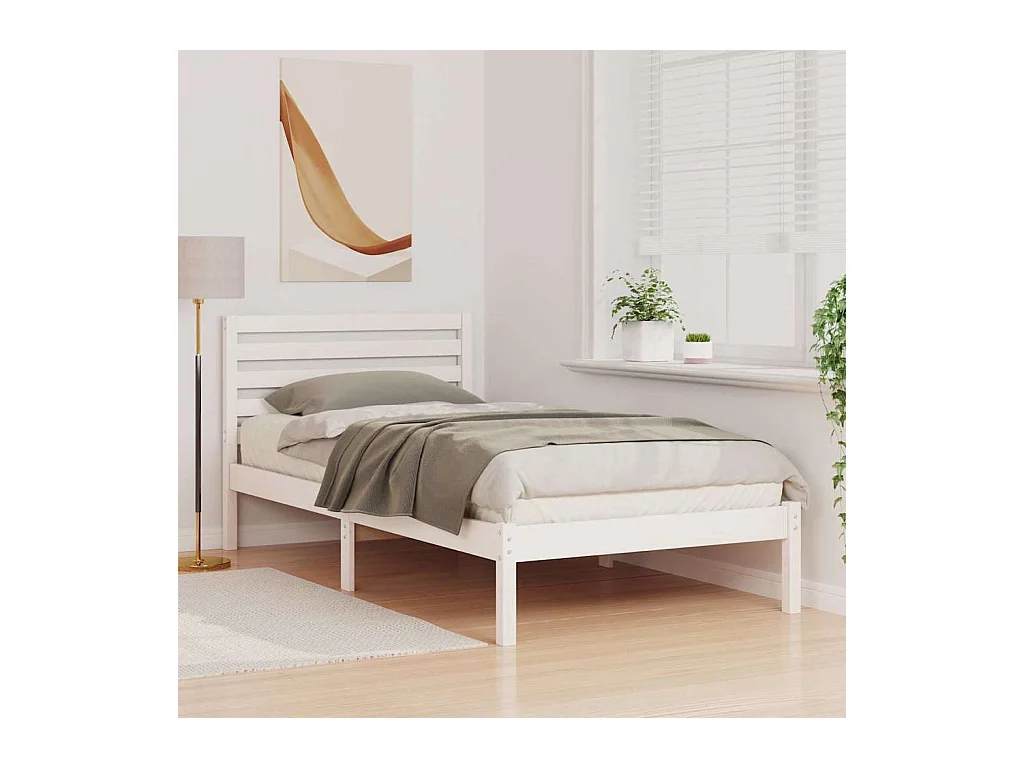 Estrutura da Cama Branco 75 x 190 cm Madeira de pinho maciça