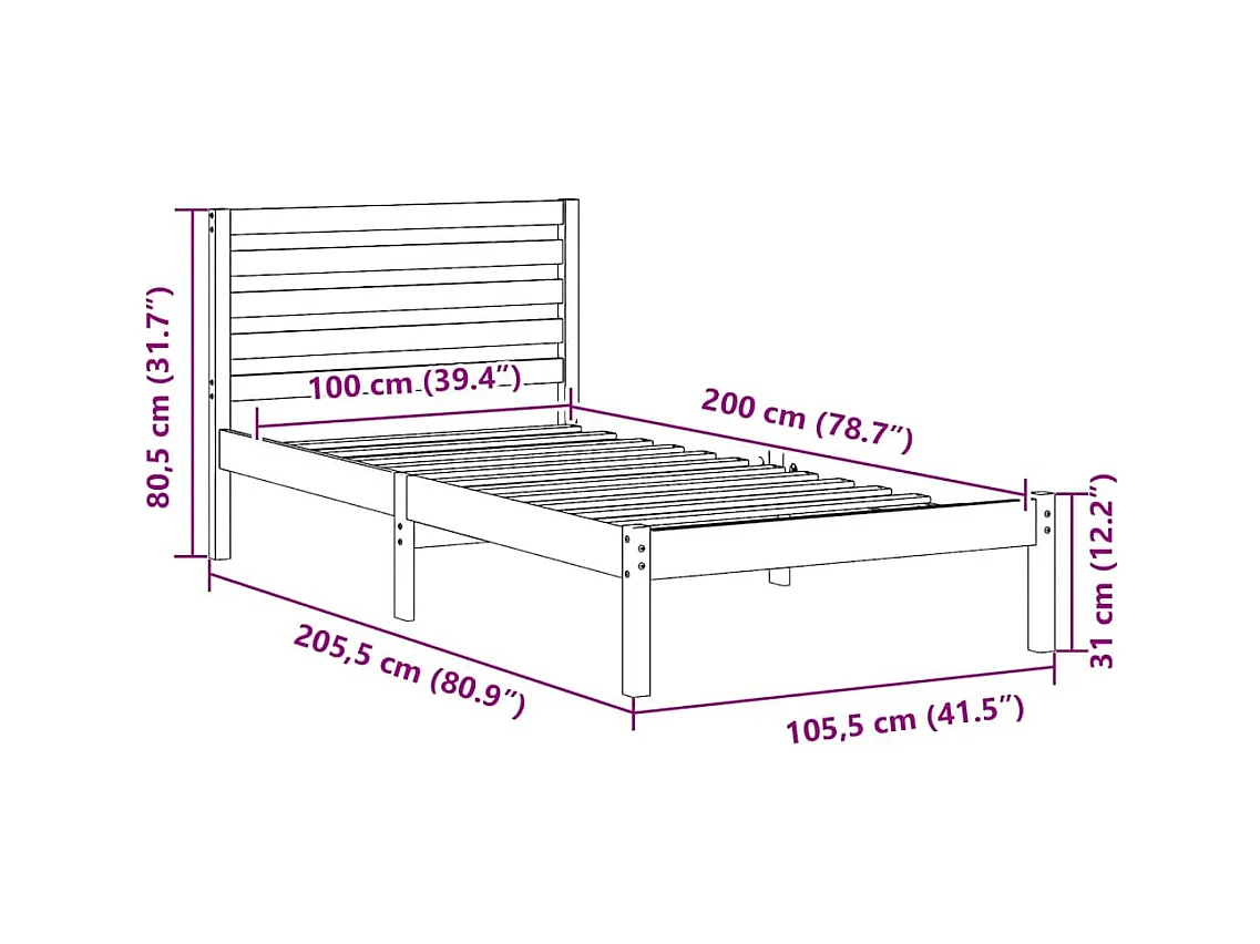 Estrutura da Cama Branco 75 x 190 cm Madeira de pinho maciça