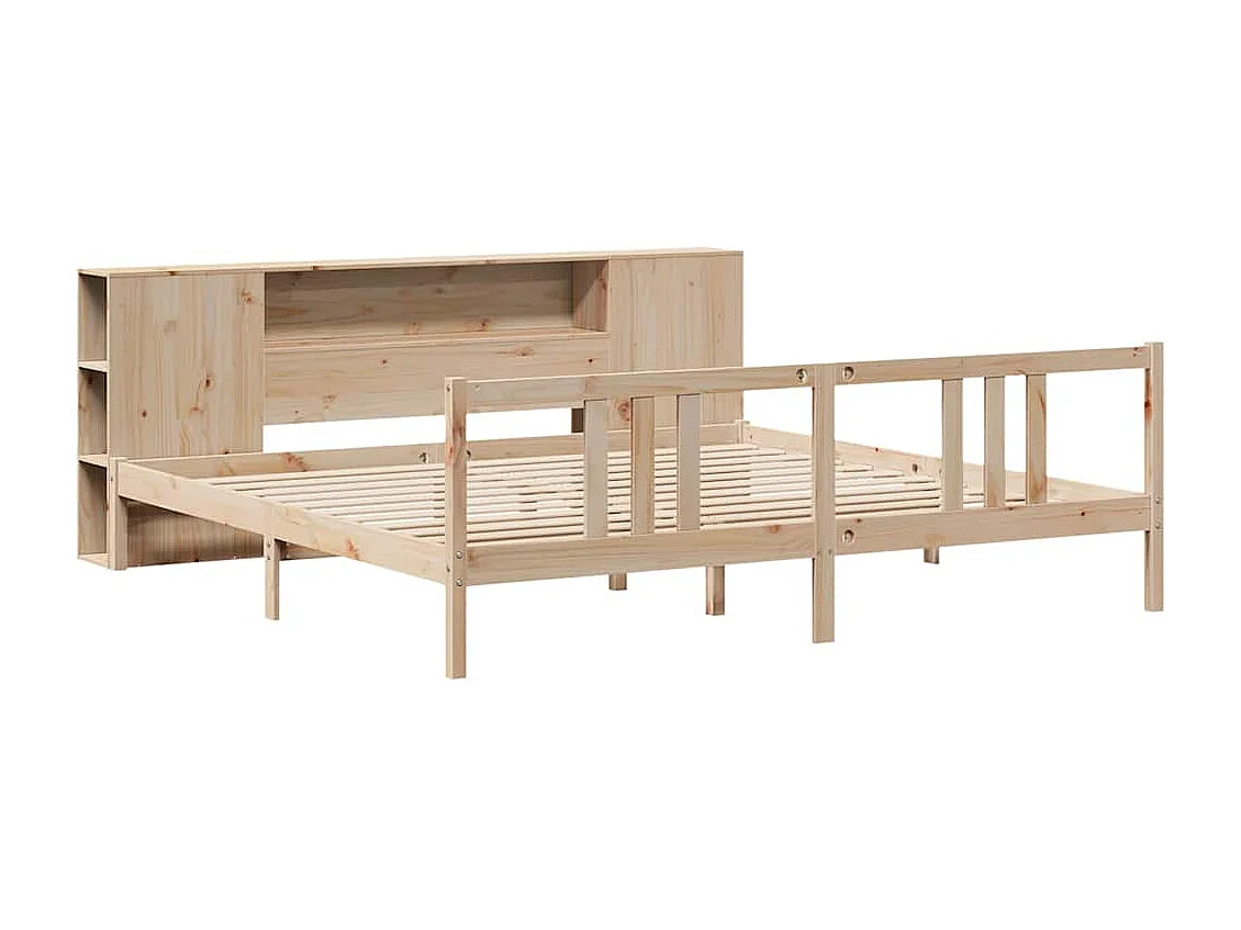 Cama con estantería sin colchón madera maciza de pino 180x200cm