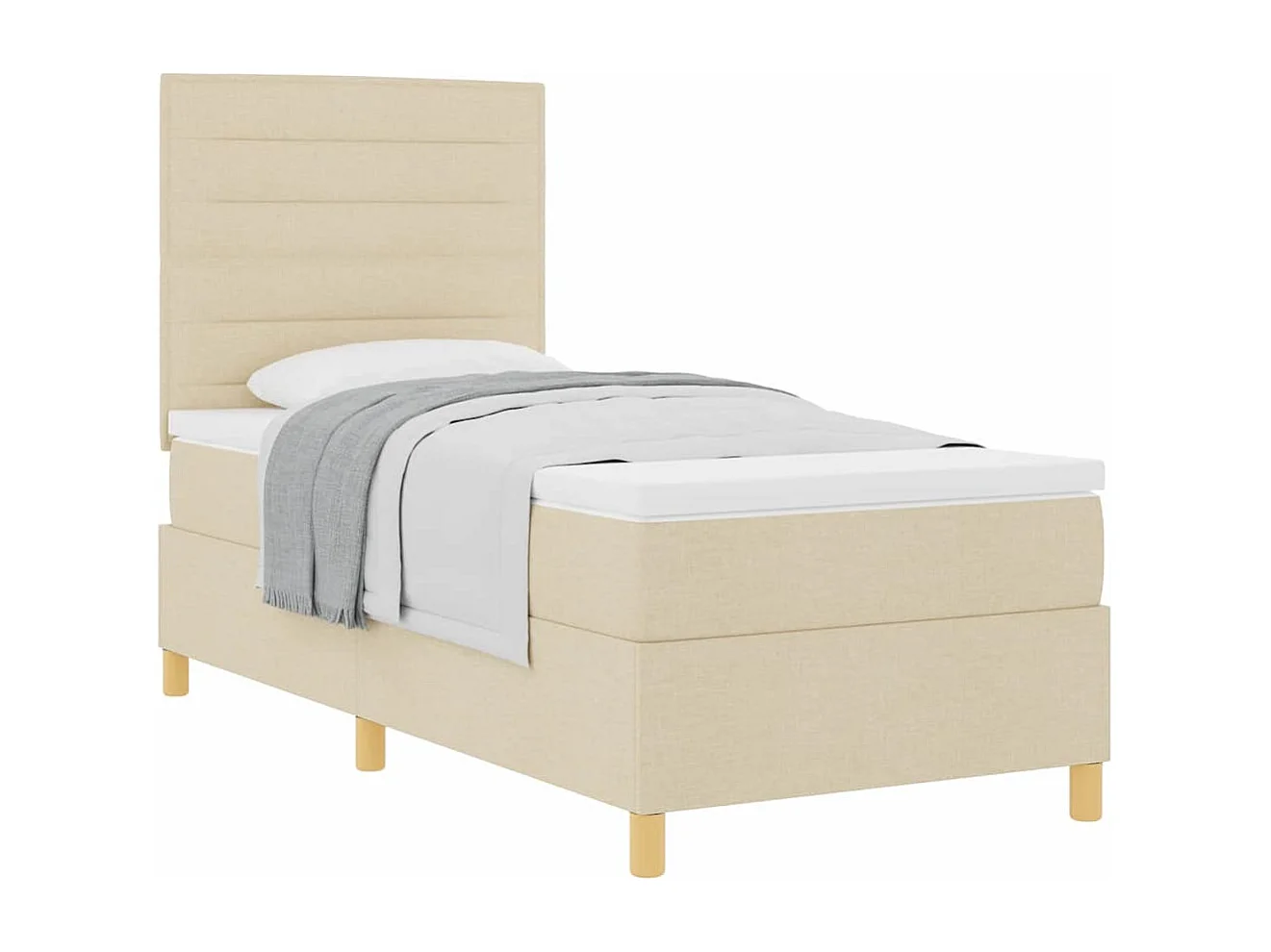 Boxspring bed met hoofdeinde Crème 80 x 200 cm Stof