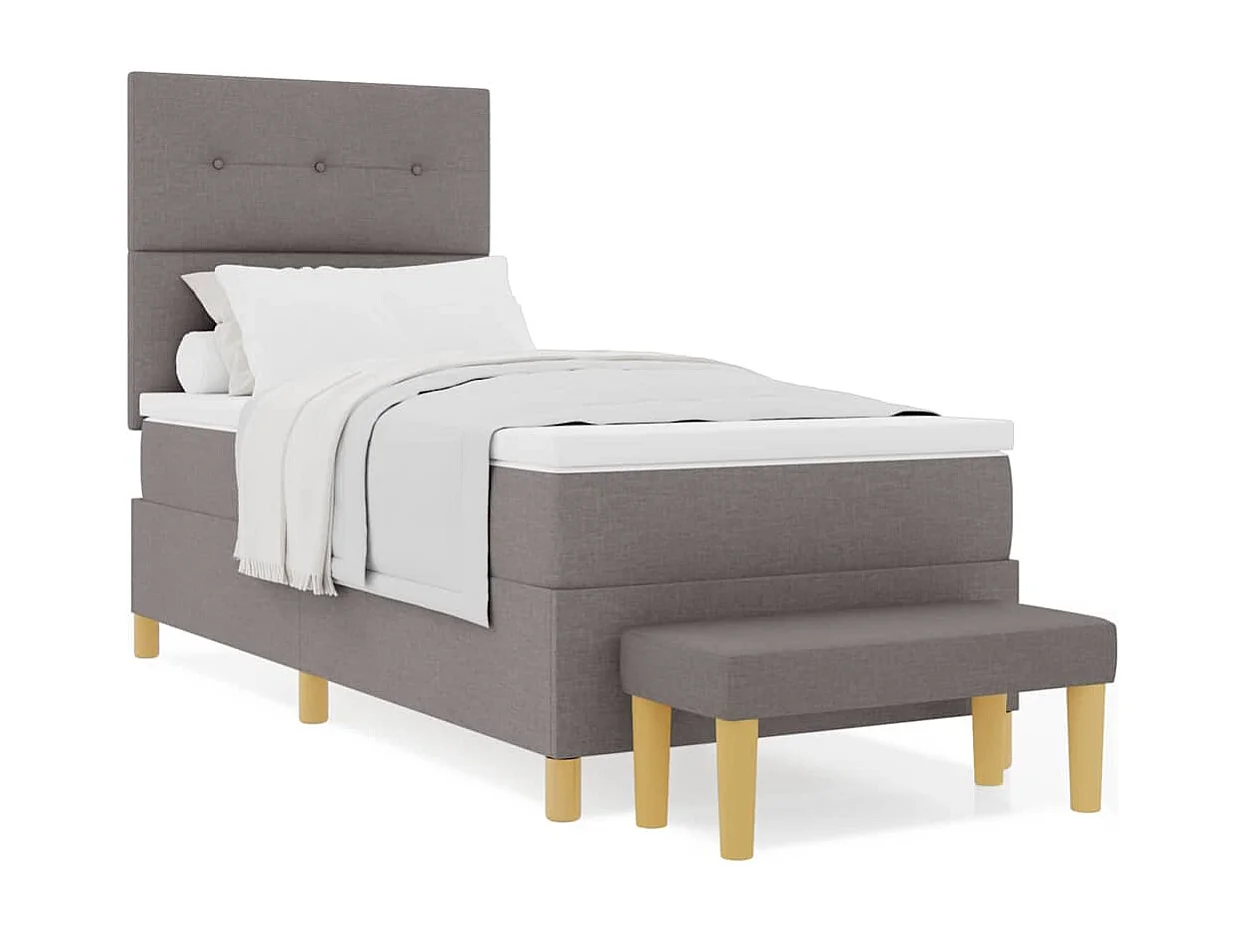 Cama tipo Box Spring con colchón Taupé 90 x 200 cm tela