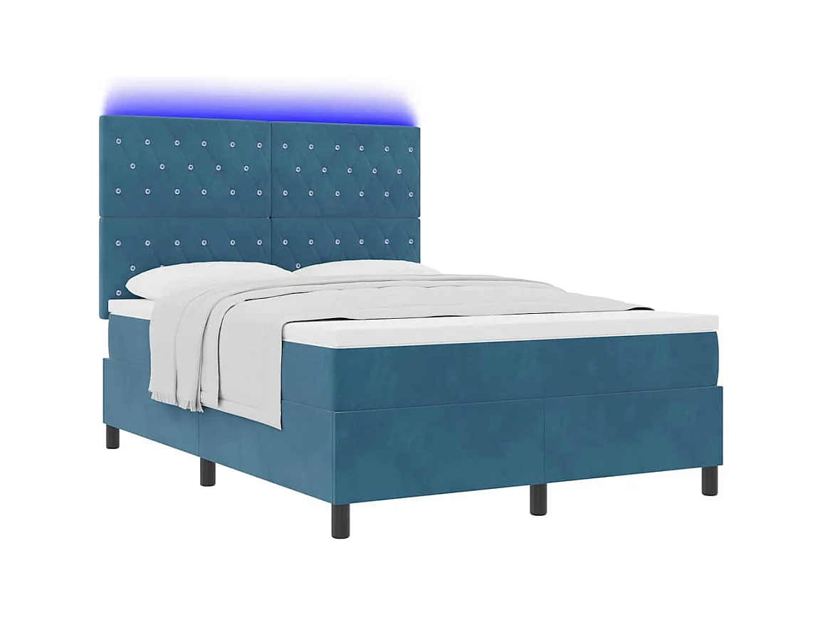Cadre de lit avec matelas Bleu foncé 160 x 200 cm Velours