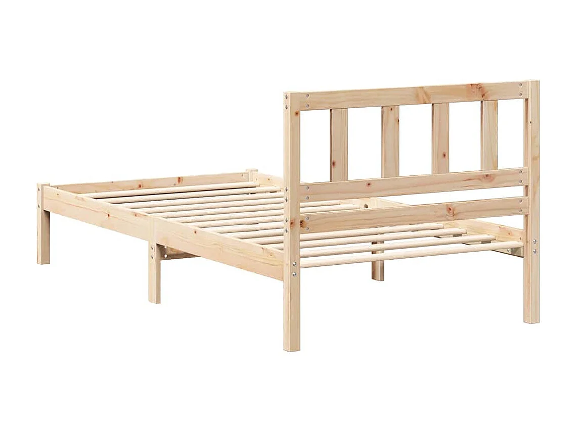 Bedframe met hoofdeinde Bruin 90 x 190 cm Massief grenenhout