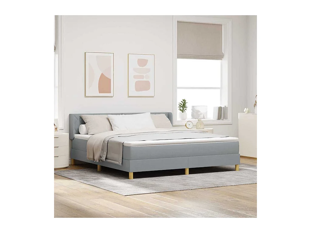 Cadre de lit avec matelas Gris clair 180 x 200 cm tissu