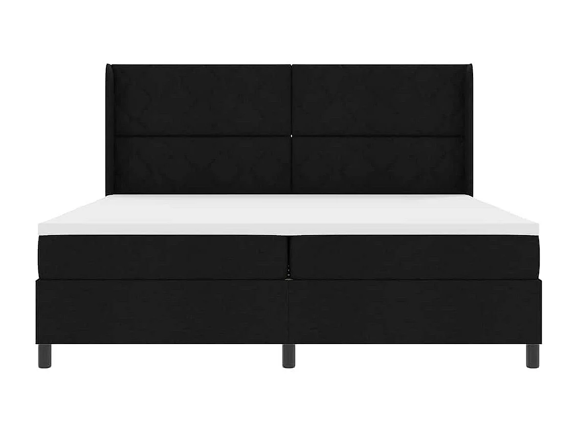 Cama tipo Box Spring con colchón Negro 200 x 200 cm tela