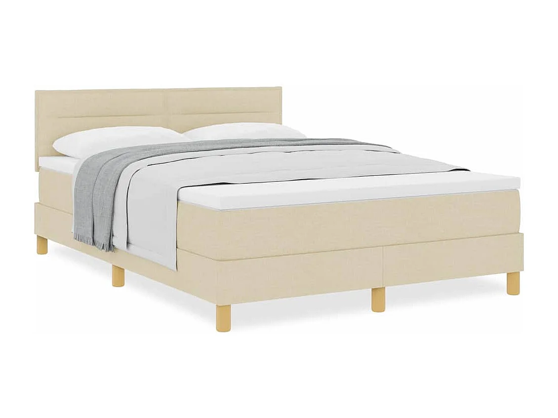 Cama box spring con colchón con colchón Crema 140 x 200 cm tela
