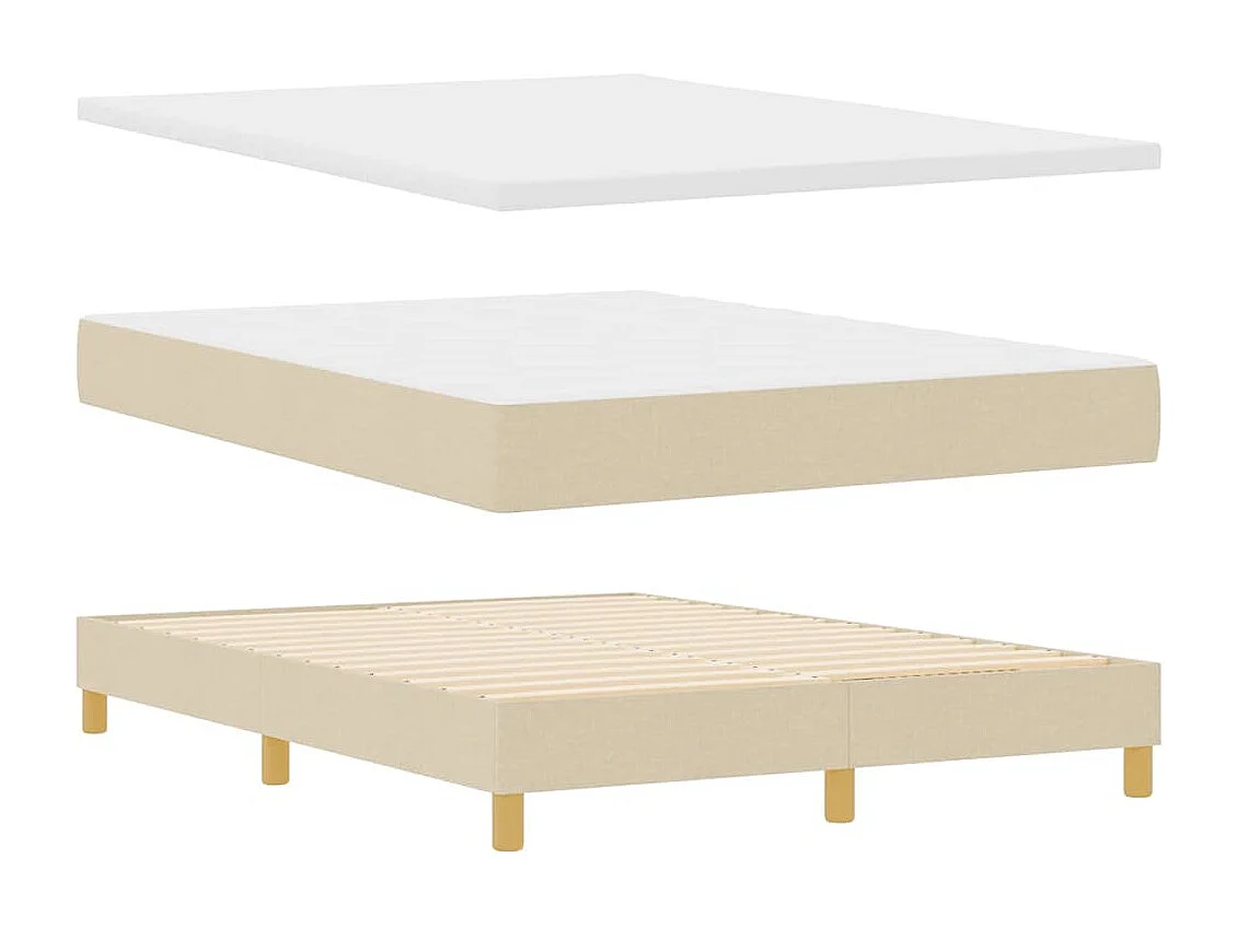 Cama box spring con colchón con colchón Crema 140 x 200 cm tela