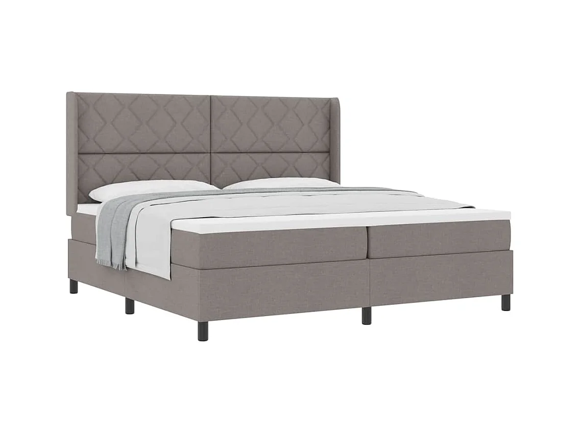 Cadre de lit avec matelas Taupe 200 x 200 cm tissu