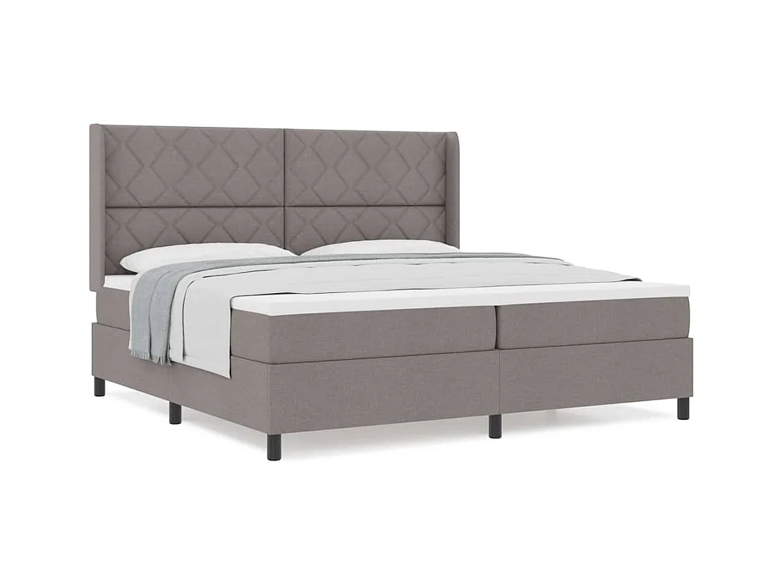 Cadre de lit avec matelas Taupe 200 x 200 cm tissu