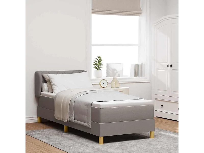 Cadre de lit avec Matelas Crème 90x200 cm Tissu Taupe