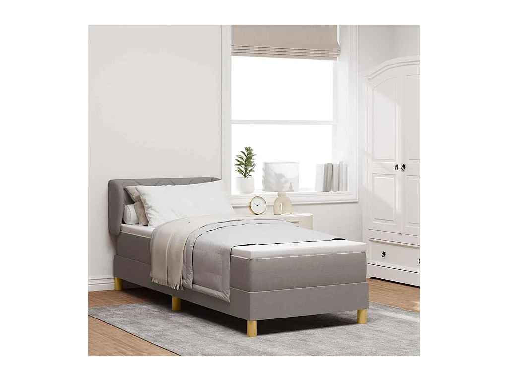Cadre de lit avec Matelas Crème 90x200 cm Tissu Taupe