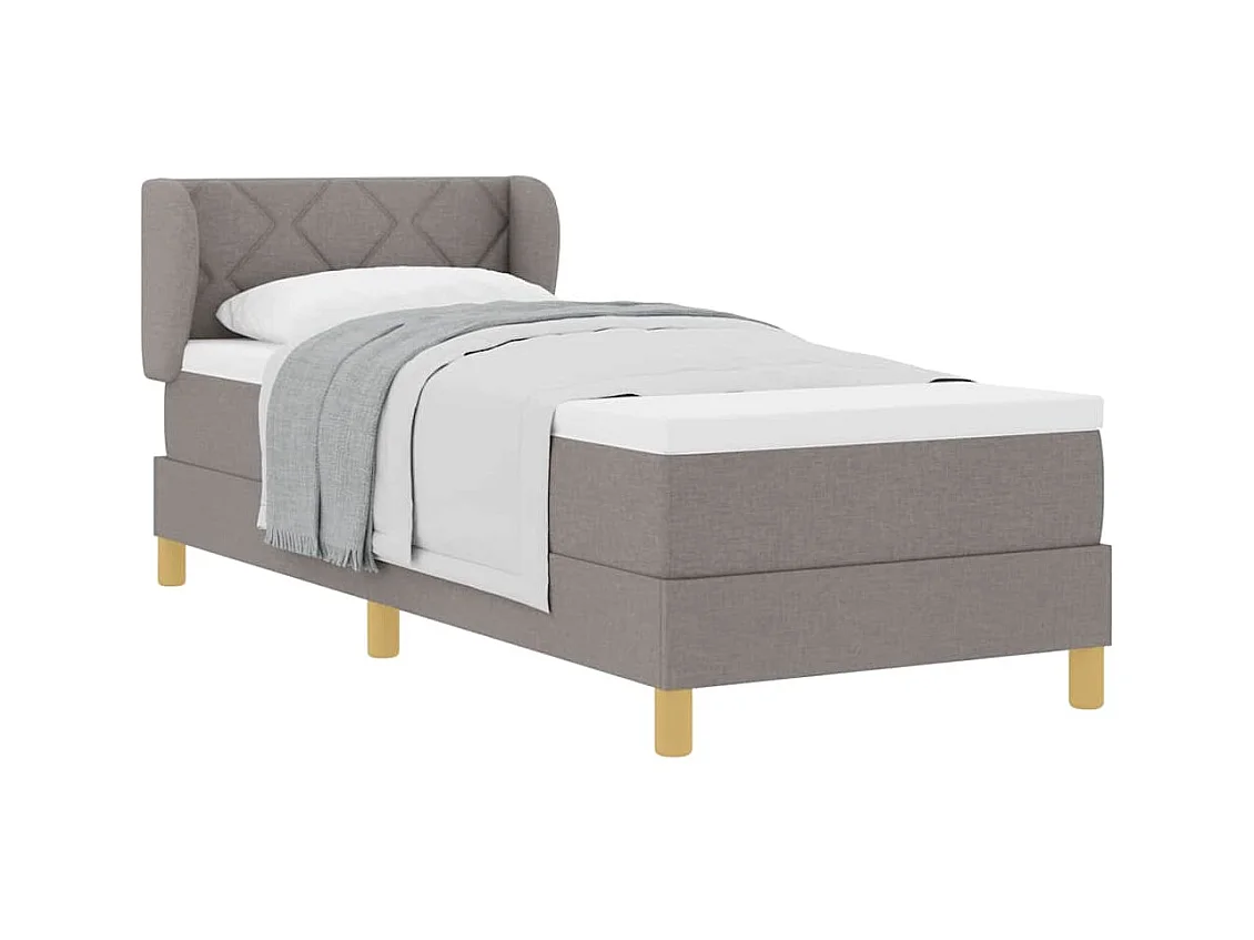 Cadre de lit avec Matelas Crème 90x200 cm Tissu Taupe